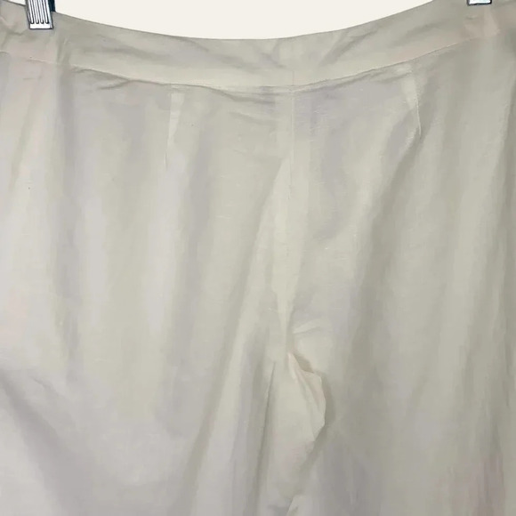 Spenser Jeremy Linen Blend Cropped Pants Women Size 12 White Shell Embellished - Picture 8 of 15